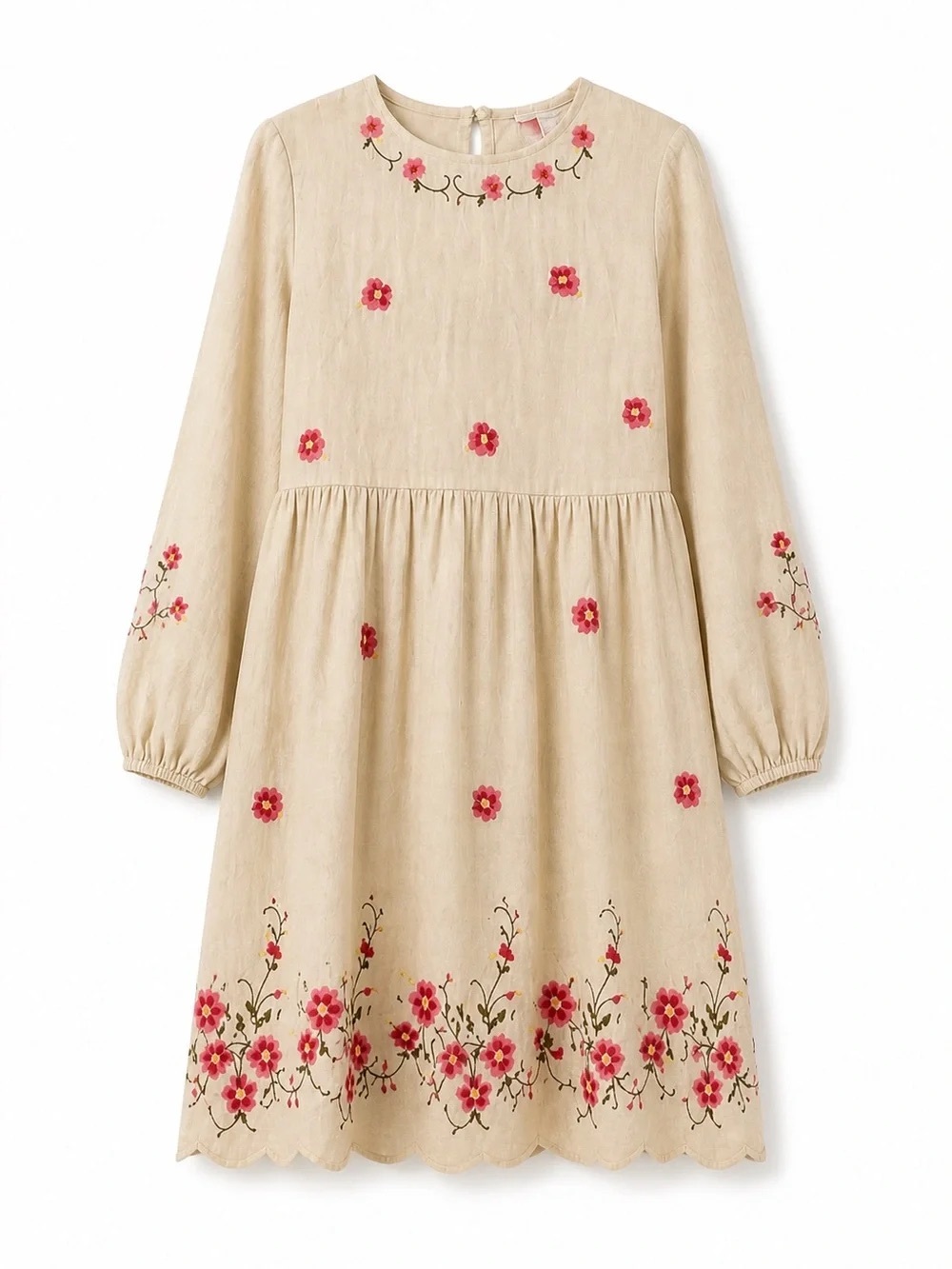 Caroline Constas Floral Embroidered Babydoll Dress Cream Pink XS NWT $405 - Picture 4 of 11